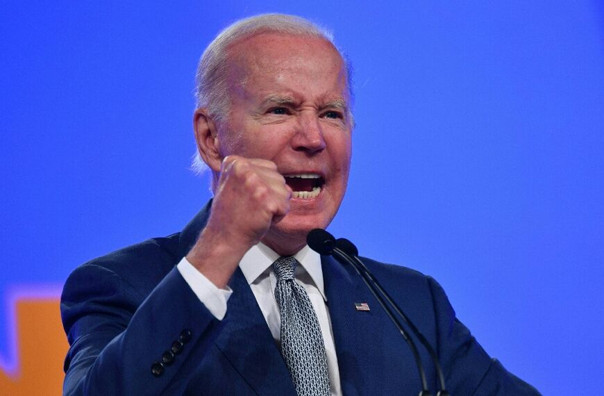 US President Joe Biden speaks at an AFL-CIO convention in Philadelphia