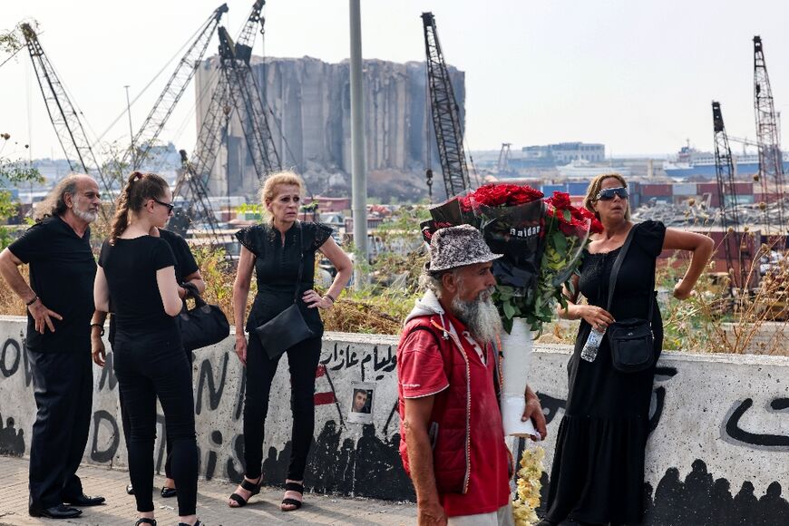 Relatives of one of the victims of the 2020 Beirut port explosion gathered on Thursday to remember