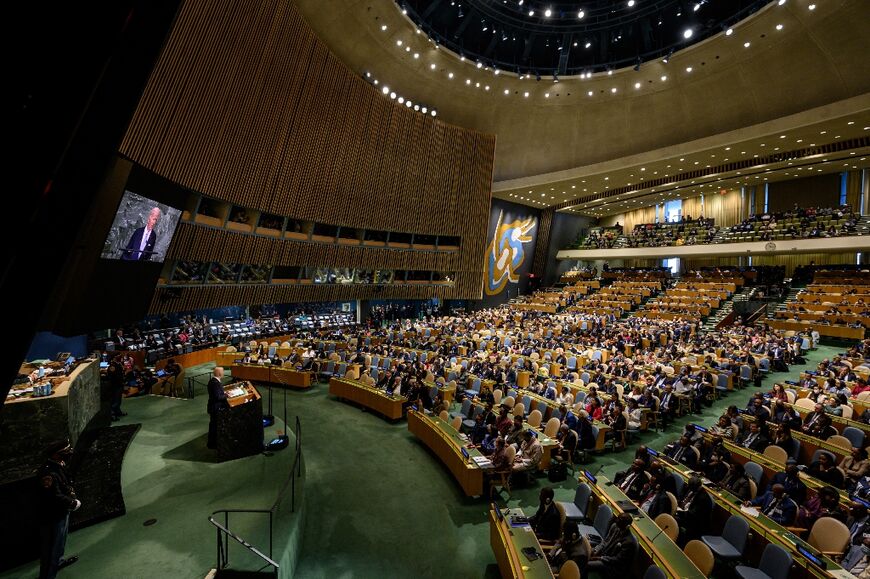 US President Joe Biden addresses the 77th session of the United Nations General Assembly