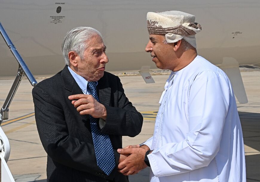 Iranian-American Baquer Namazi, a former UNICEF official, lands in the Omani capital Muscat following his release