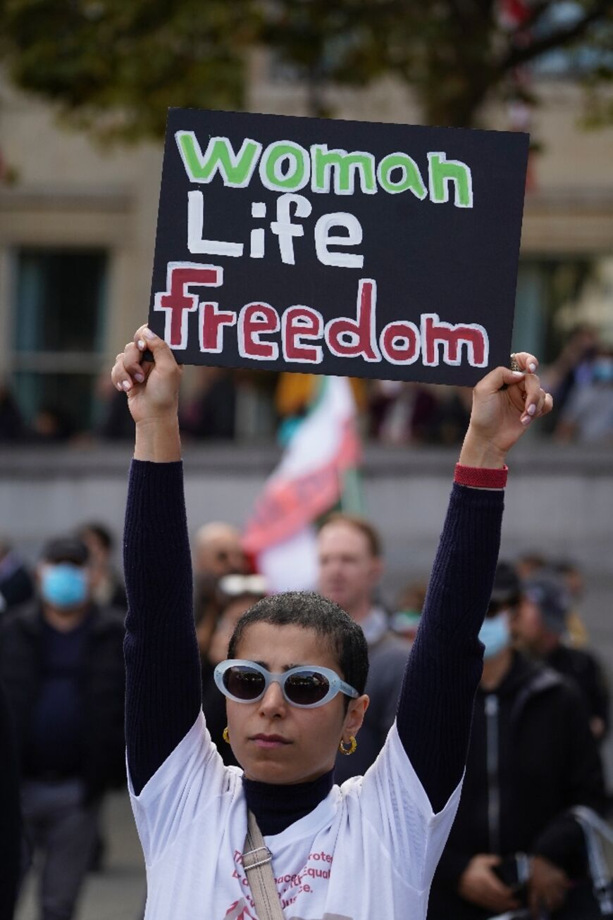 A protest in Trafalgar Square in London on Saturday