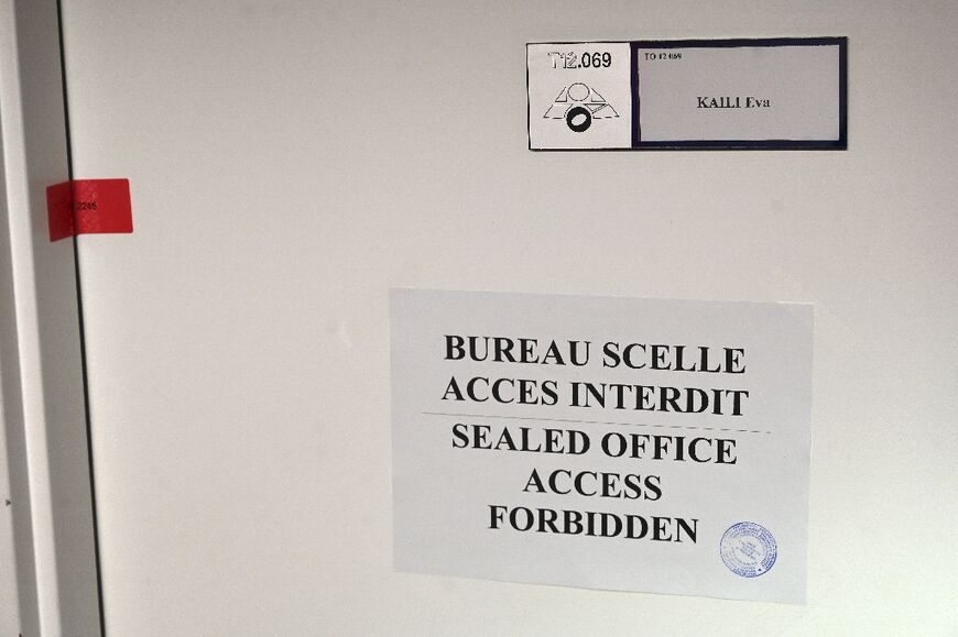 Greek MEP Eva Kaili's office in the European Parliament buildings in Strasbourg is one of several sealed by police investgating alleged bribery