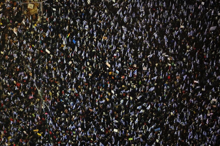 A huge crowd filled the heart of Tel Aviv as protesters marched through the commercial hub