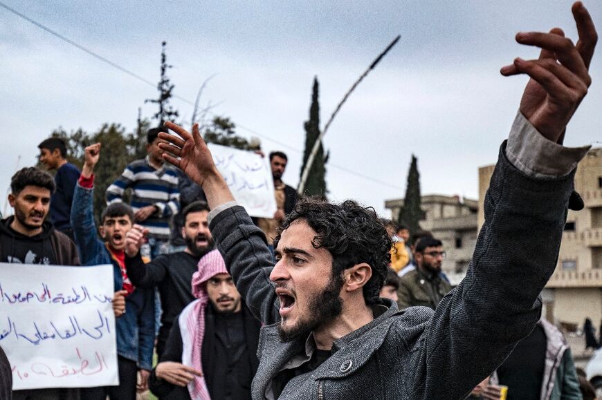 People in Tabqa, a Kurdish-held area of Syria's Raqa province, also marched on the anniversary of the uprising