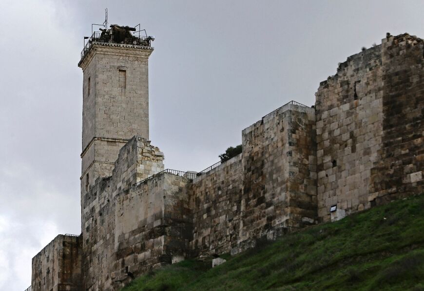 The minaret of the Ayyubid mosque inside Aleppo's ancient citadel was cracked following the earthquake; UNESCO, in a preliminary assessment, cited "significant damage"