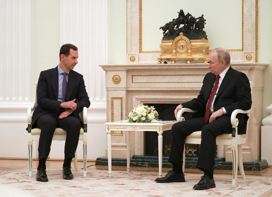 Russian President Vladimir Putin meets with his Syrian counterpart Bashar al-Assad at the Kremlin in Moscow on March 15, 2023