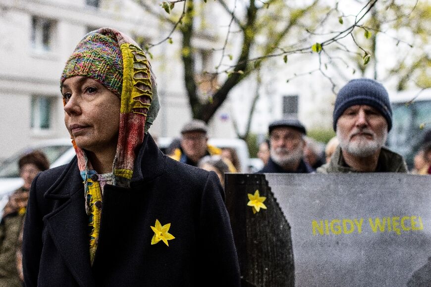 The commemorations included paper daffodils which resemble the yellow star Jews were forced to wear by the Nazis