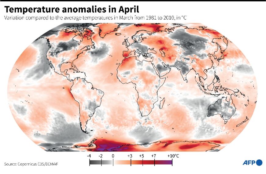 Temperature anomalies in April