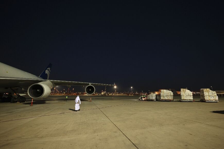 Aid for Sudan's stricken population is loaded onto an airplane in Dubai