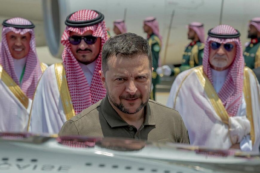 Ukraine's President Volodymyr Zelensky arrives in Jeddah