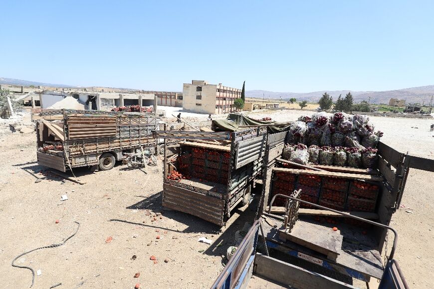 A fruit and vegetable market in Syria's rebel-held Idlib province reportedly hit by a Russian air strike