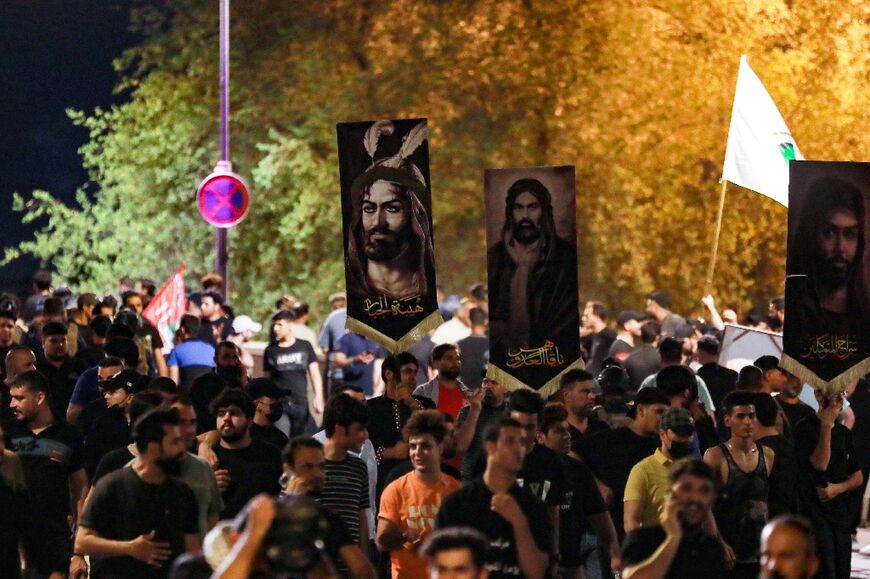 Followers of Iraqi Shiite cleric Moqtada al-Sadr protest on Tahrir Square near Baghdad's Green Zone