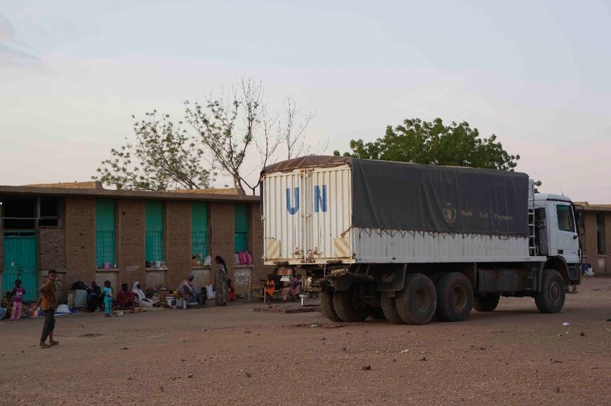 A United Nations vehicle at a camp for displaced people -- the UN's Volker Perthes says the war is causing a 'humanitarian catastrophe'