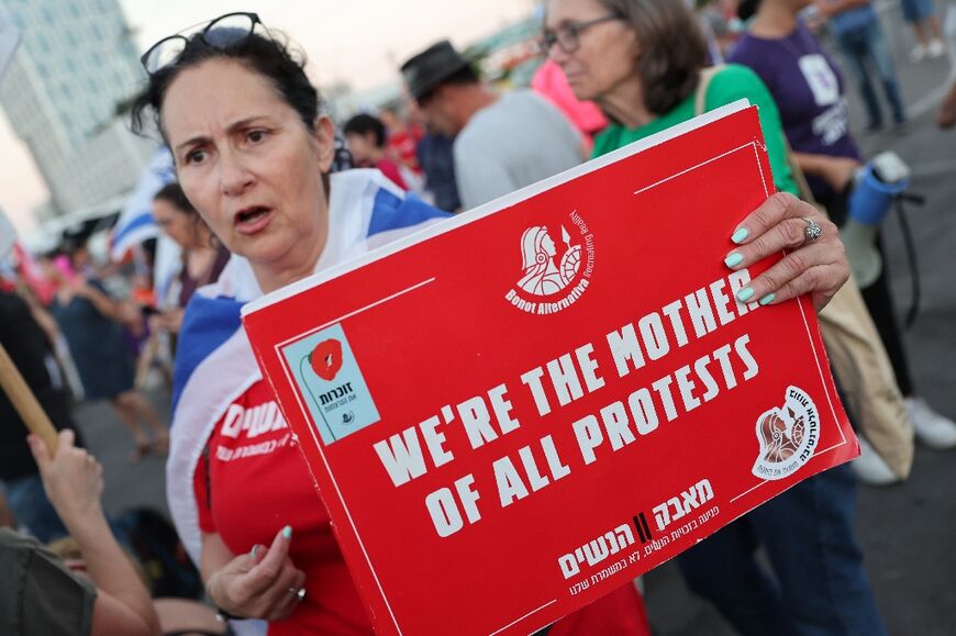 A protester makes her feelings clear