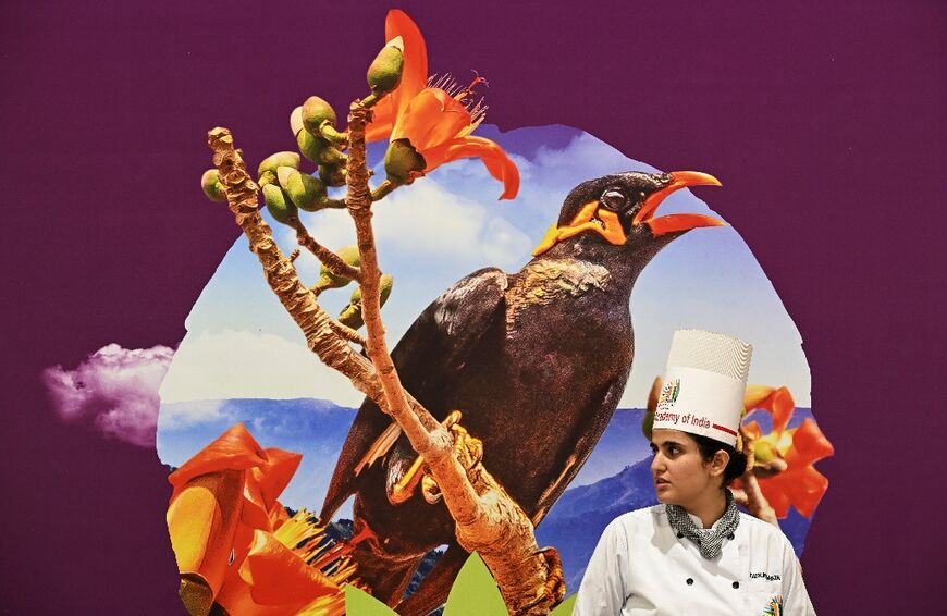 A chef in a venue used for the G20 Leaders' Summit in New Delhi