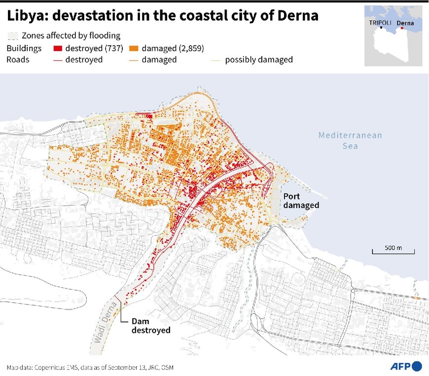 Libya: devastation in the coastal city of Derna