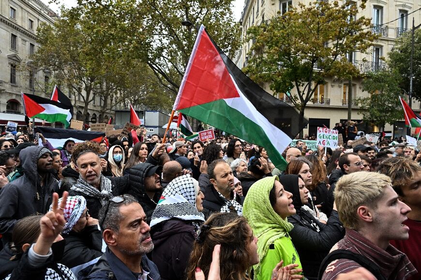 A large contingent of police blocked marchers in a central part of the capital