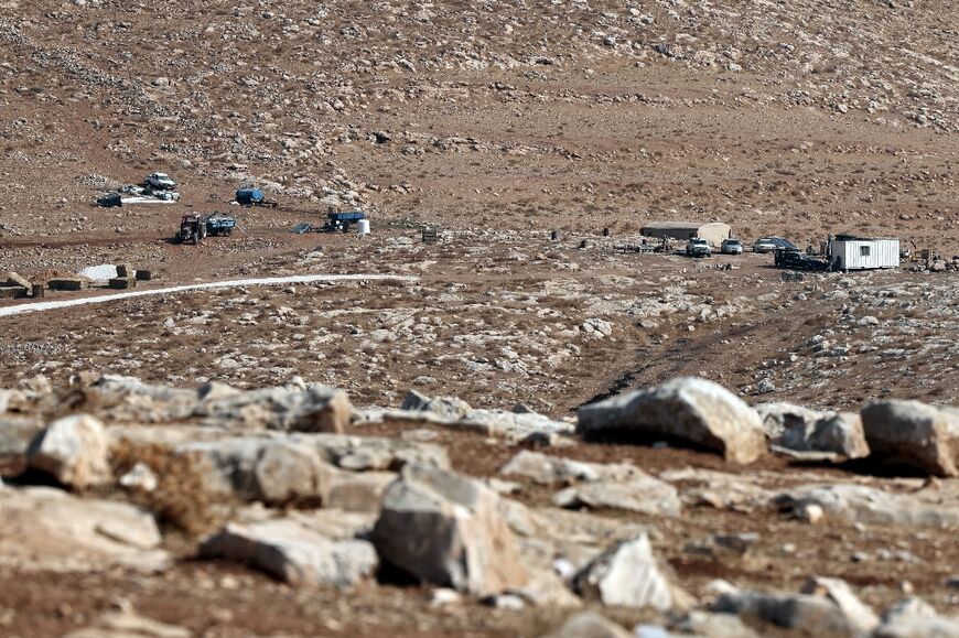 An illegal Israeli outpost overlooks the Bedouin village of Wadi al-Seeq, which lies about 10 kilometres (six miles) east of the West Bank city of Ramallah