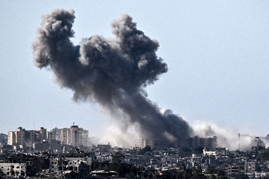 Smoke rises over the Gaza Strip during an Israeli strike, amid the ongoing battles between Israel and the Palestinian group Hamas