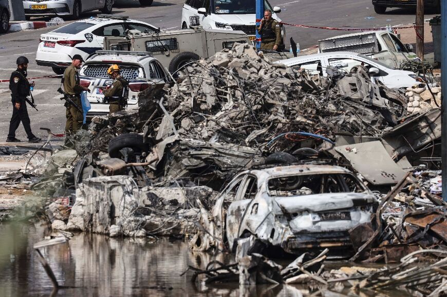 The Israeli police station in Sderot after battles to dislodge Hamas militants inside