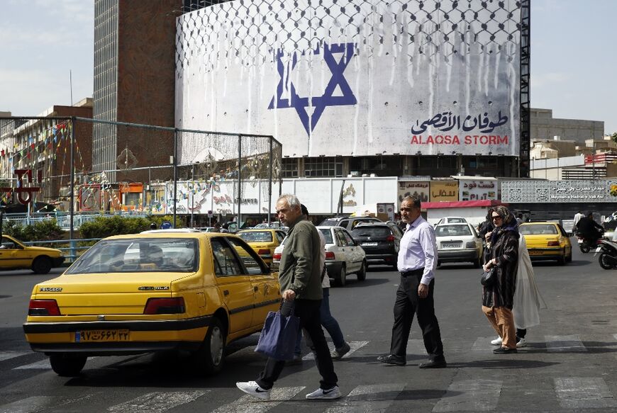 The Islamic republic's backing was made manifest by two billboards installed in Tehran's major plazas, including this one on Vali-Asr Square