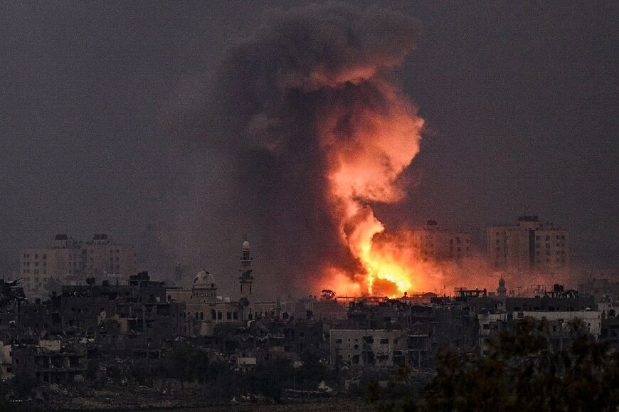 A fireball erupts during Israeli bombardment in the northern Gaza Strip