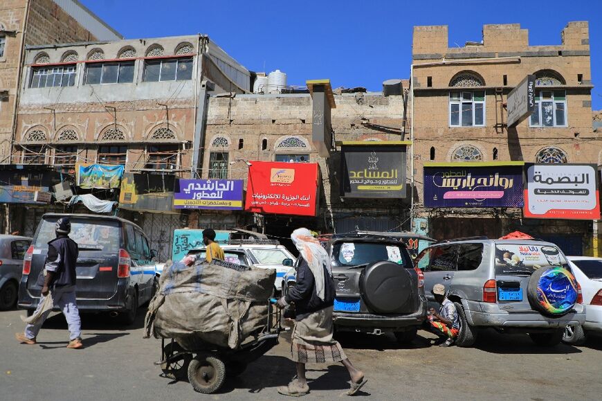 Yemenis are pictured in Sanaa on January 12, 2024