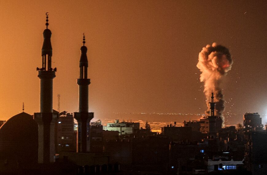 Smoke billows during Israeli bombardment in Rafah in the southern Gaza Strip on February 6, 2024 amid ongoing battles between Israel and the Palestinian militant group Hamas