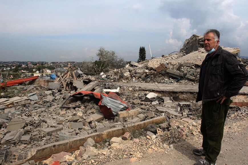 The site of an Israeli strike in the southern Lebanese village of Jibshit