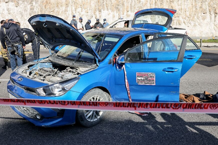 Three gunmen opened fire with automatic weapons on several vehicles near a Jewish settlement in the Israeli-occupied West Bank