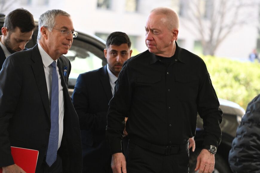 Israeli Defence Minister Yoav Gallant arrives for a meeting in Washington with US Secretary of State Antony Blinken 