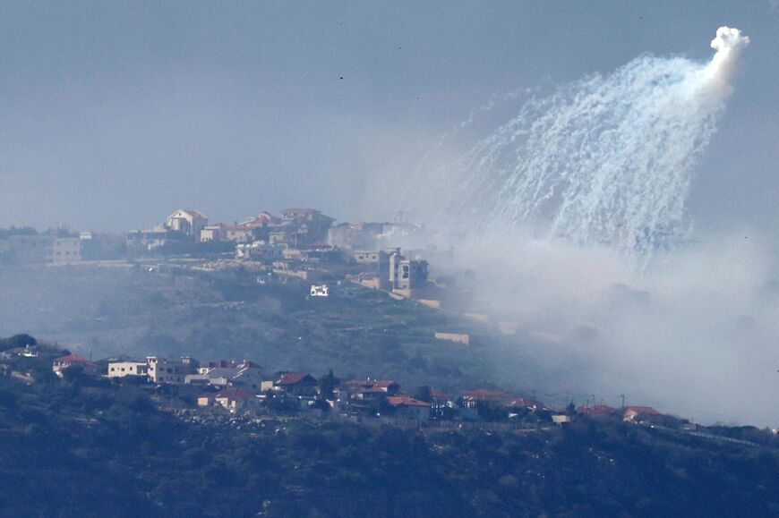 Smoke billows following Israeli bombardment of the Lebanese village of Markaba 