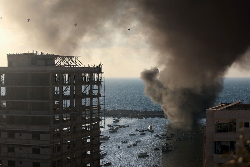 The Gaza port, seen in a photo from October 10, has been damaged during the five-month war and Israeli forces have taken control of it