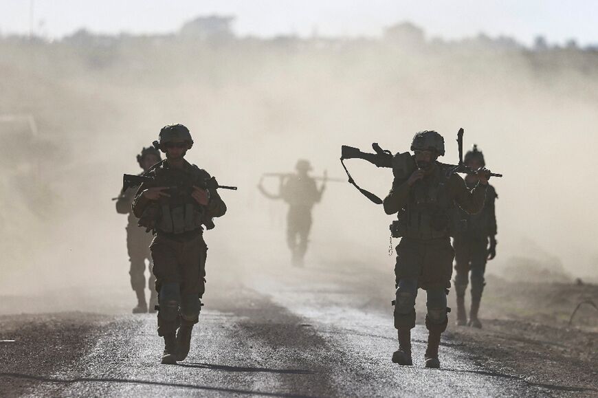 Israeli soldiers near the Gaza border