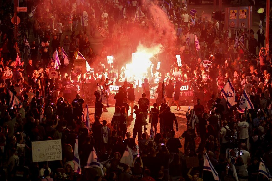 Relatives and supporters of hostages held in Gaza protest in Tel Aviv, calling for their release