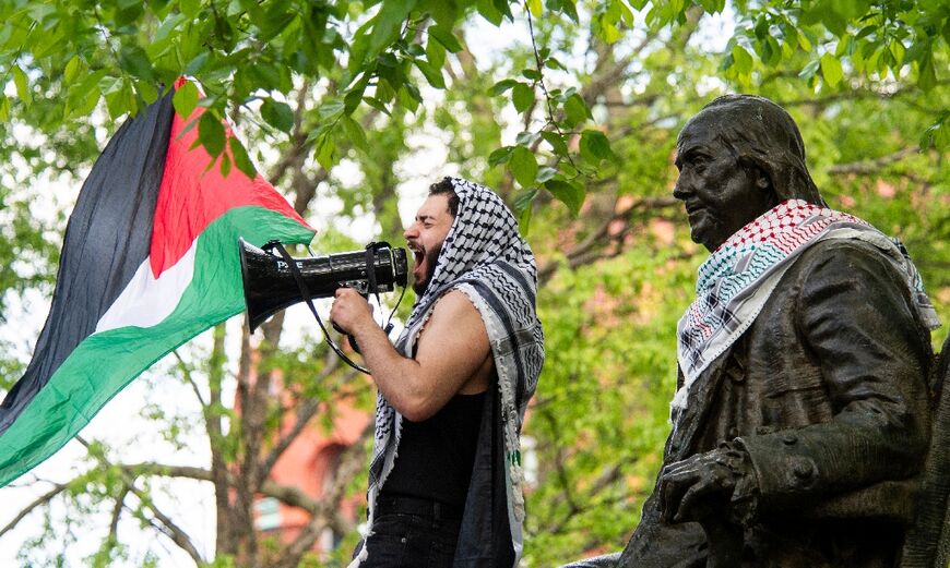 Pro-Palestinian students at Drexel University and the University of Pennsylvania march in Philadelphia on April 25, 2024