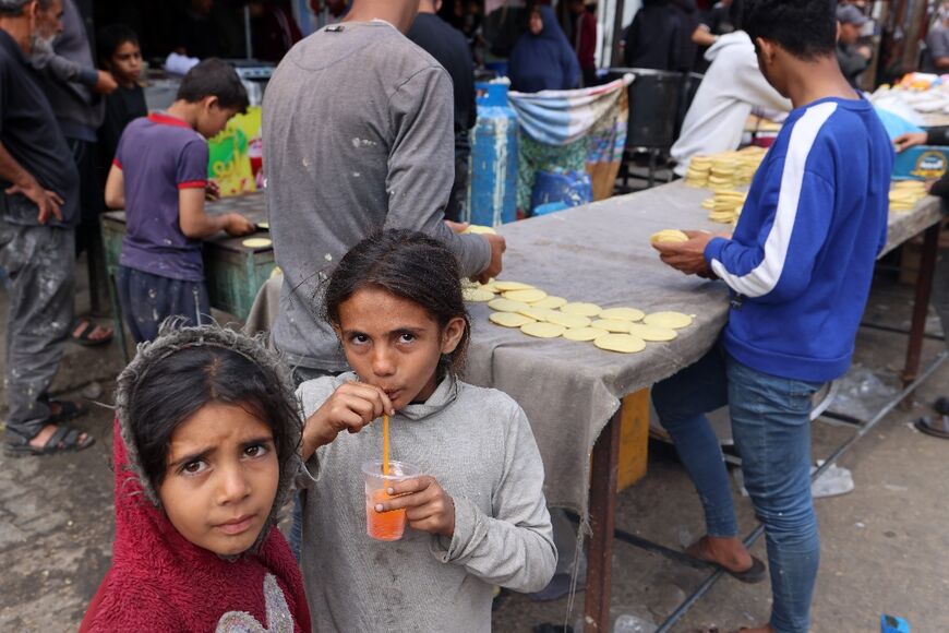 Palestinian children in Rafah, the southern Gaza Strip where around 1.5 million people are sheltering