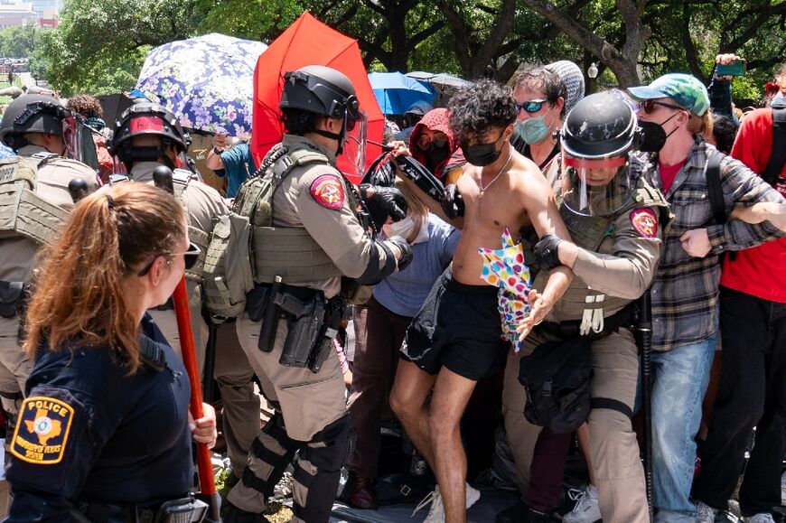 Texas police moved to break up a protest on Monday at the University of Texas at Austin