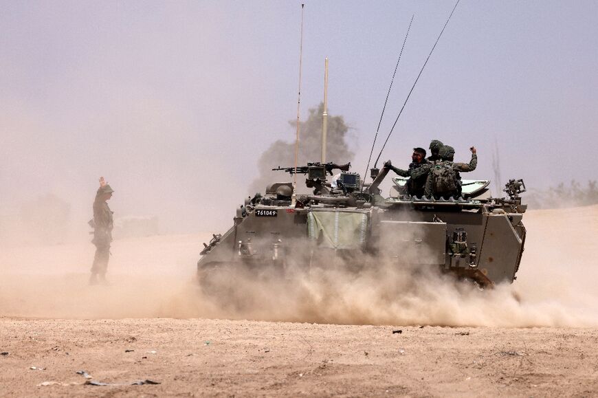 Israeli troops along the border with the Gaza Strip