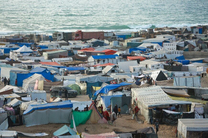 A displacement camp in central Gaza's Deir el-Balah