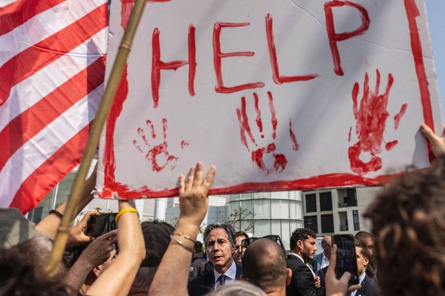 US Secretary of State Antony Blinken meets with families of the hostages taken in the deadly October 7 attack on Israel by the Palestinian Islamist group Hamas