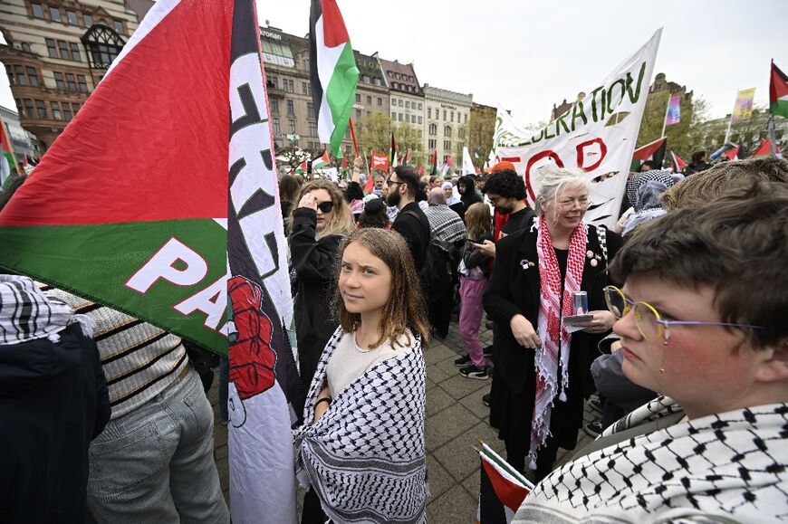 Activist Greta Thunberg was among thousands protesting Israeli participation in the Eurovision song contest