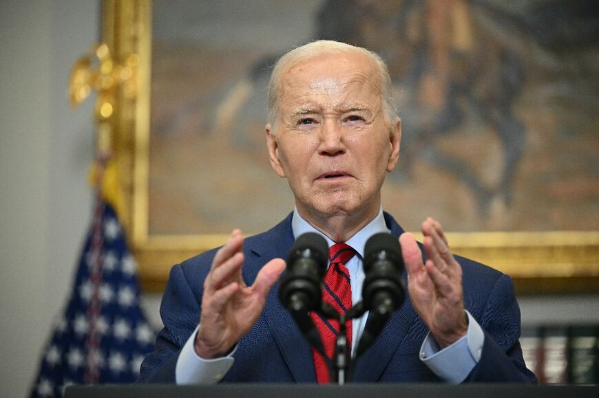 US President Joe Biden speaks about the protests over Israel's war against Hamas in Gaza that have roiled US college campuses, 