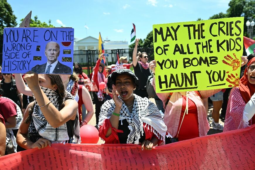 Pro-Palestinian demonstrators rally near the White House in Washington