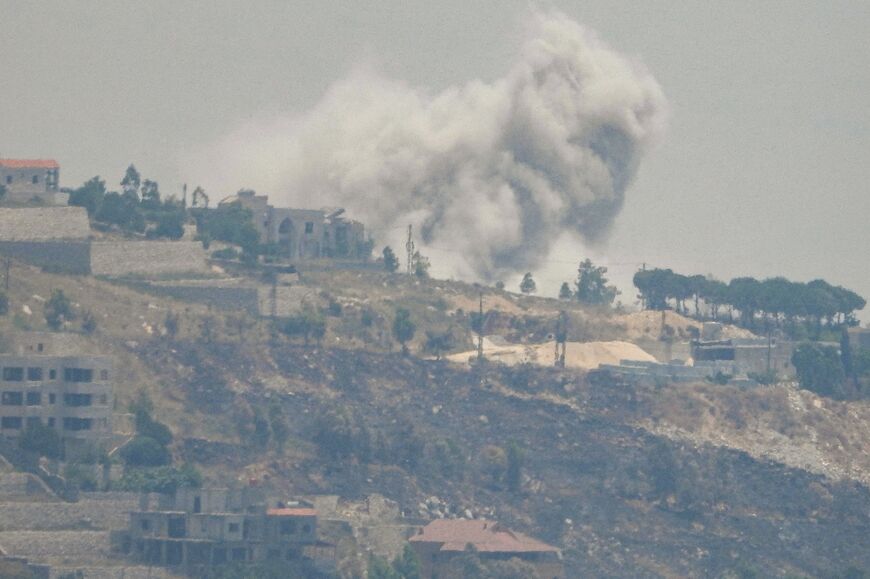 Smoke billows during Israeli bombardment on southern Lebanon, where violence has raged since the start of the Gaza war