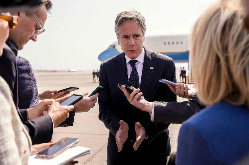 US Secretary of State Antony Blinken speaks to reporters after his meeting with the Egyptian president