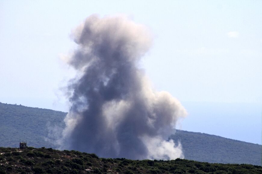 Smoke billows from the site of an Israeli airstrike in the Naqura area in May