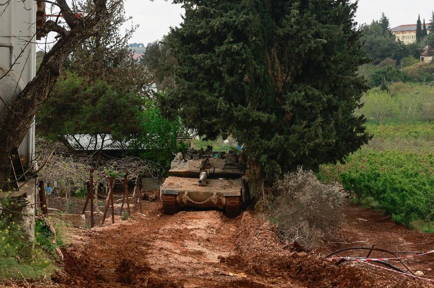 An Israeli tank unit deploys near the Israel-Lebanon border on April 9, 2024