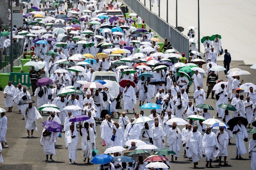 Muslim pilgrims arrived at the Mina tent camp on Friday