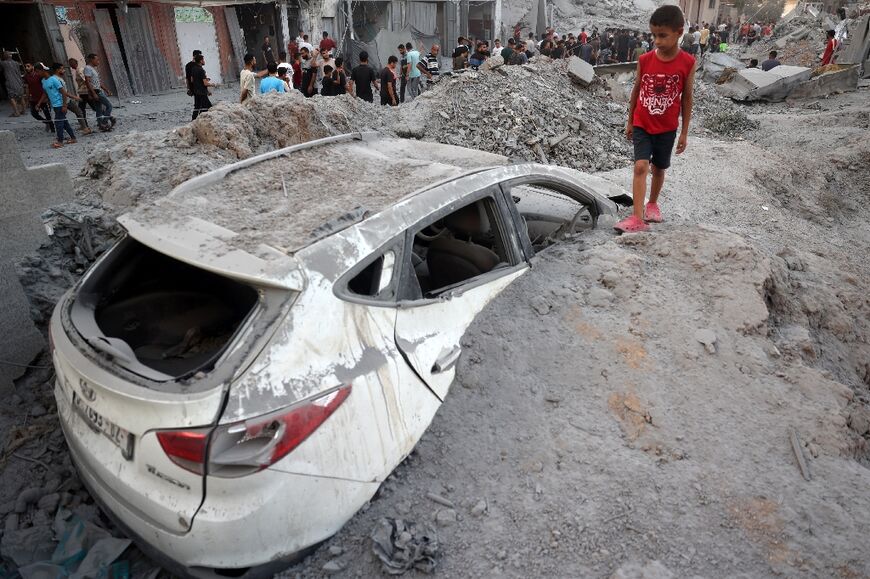 The site of an Israeli strike in central Gaza's Nuseirat refugee camp